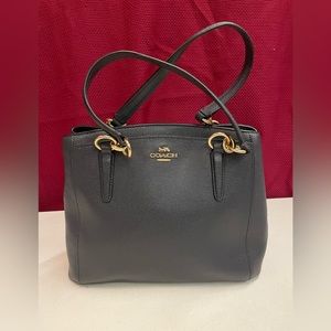 * COACH Black Leather Pebbled Bucket Shoulder Bag Tote Handbag Purse Gold